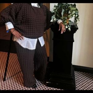 Brown Textured Two-Piece Set